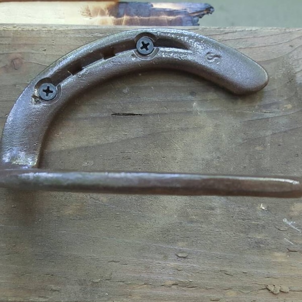 Horseshoe Handle, Blacksmith Made, Real Horseshoes, Worn by Horses, Door Pull**Free Shipping**