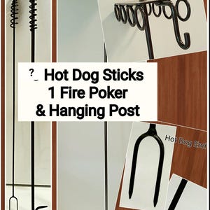 Party Roaster, ? Hotdog Sticks, BLOW Poker (29&quot;), and Special Hanger for all - Blacksmith made, Camping, Fire Pit **Free Shipping**