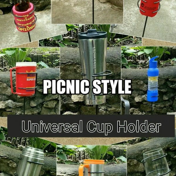Picnic Style 10" Tall-Universal Cup Holder Set**You pick Qty w/Discounts*** Outdoor Cup Holders-Blacksmith Made**Free Shipping**