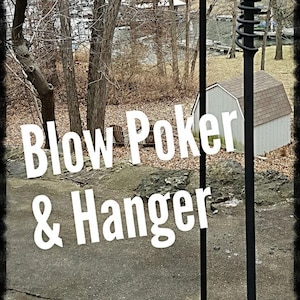 Blow Poke and Hanger, Blacksmith made, Ornate, Camping, Fire Pit Accessory,Fire Poker, Blow Pipe, Bellow**Free Shipping**