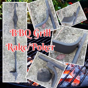 Deluxe BBQ Grill Implement-Briquet Rake/Poker, Custom Length 18-26&quot;**Free Shipping**