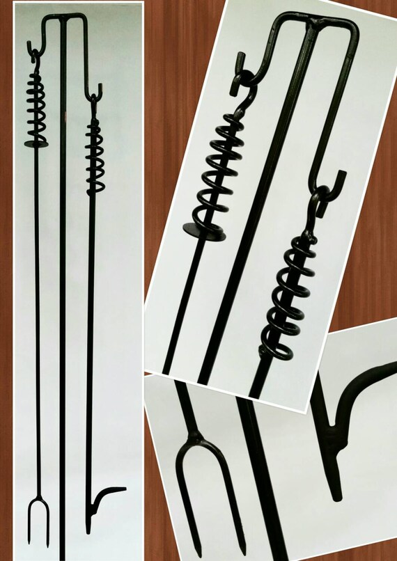 Fire Poker 27 Hotdog Stick And Hanger Blacksmith Etsy