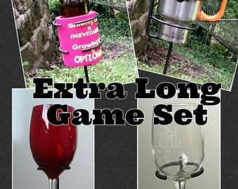 Outdoor Game Set, Extra Long Choose Set 2 Wine & 2 Cup (Beer,Mug,or Cup) or 4 of same, Blacksmith Made, Playing Games (Corn Hole/Bocci @44")