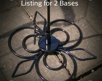 2 DELUXE PATIO BASE for Outdoor Wineglass or Wine Bottle Holder-Blacksmith Made-Ornamental-Wine glass rack-Wine accessories**Free Shipping**