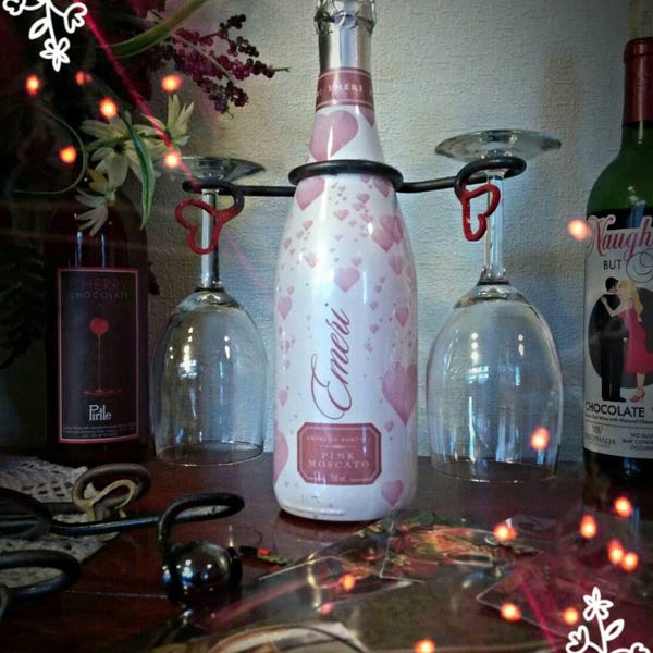 Ideas para bodas rústicas - Momento especial de amor - Portavasos de vino - Hecho por un herrero - Portavasos de vino - Regalo de boda - Regalo de aniversario ** Envío gratis **