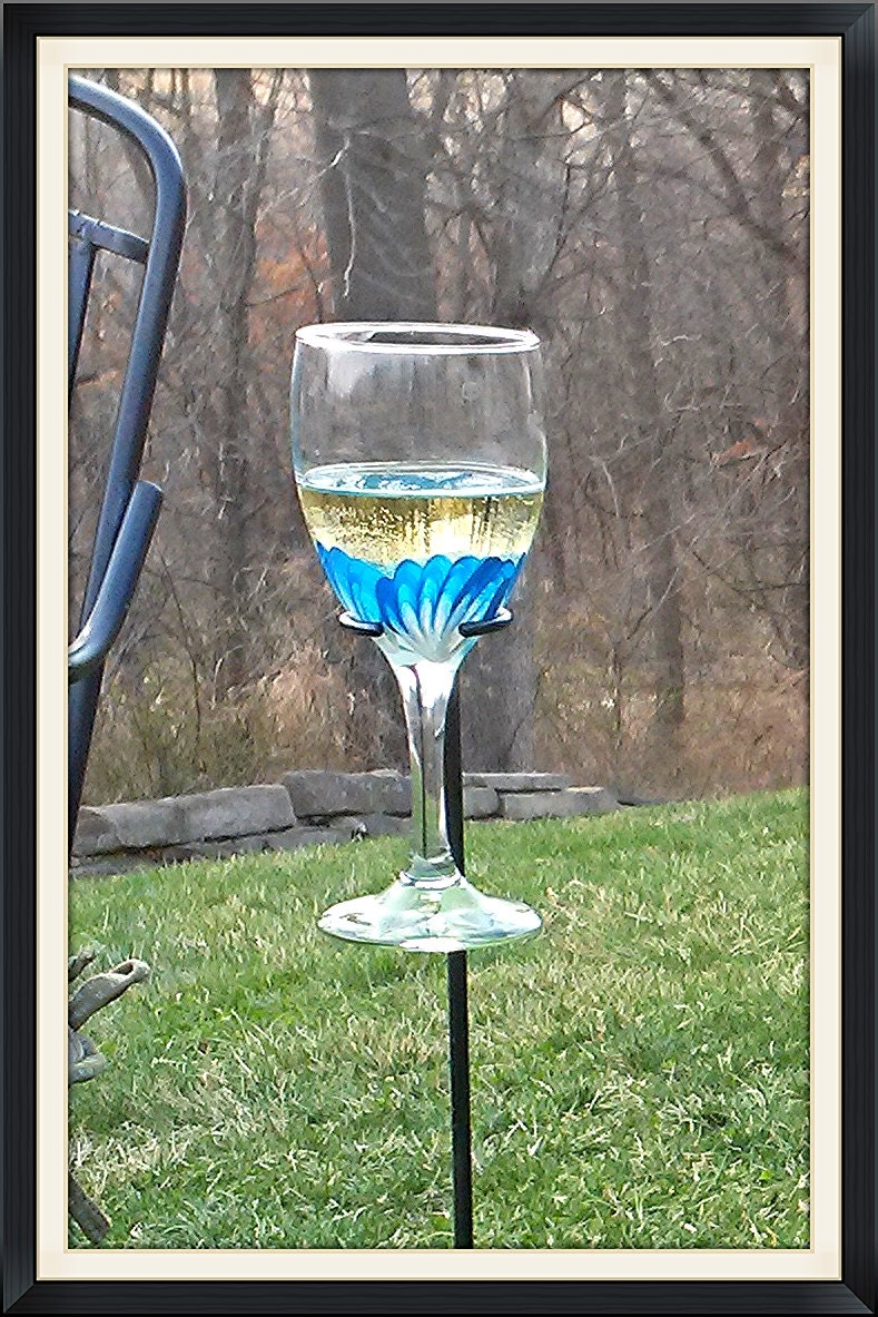 1 Outdoor Wine Glass Holder Blacksmith Madeornamentalwine Etsy