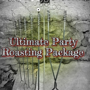 Ultimate Party Roaster, ?# Hotdog Sticks, BLOW Poker & Tongs (36"), and Special Hanger for all - Blacksmith made, Camping, Fire Pit