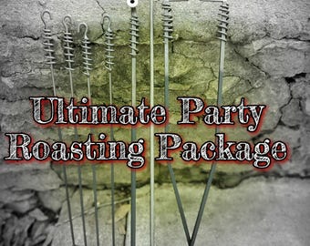 Ultimate Party Roaster, ?# Hotdog Sticks, BLOW Poker & Tongs (36"), and Special Hanger for all - Blacksmith made, Camping, Fire Pit