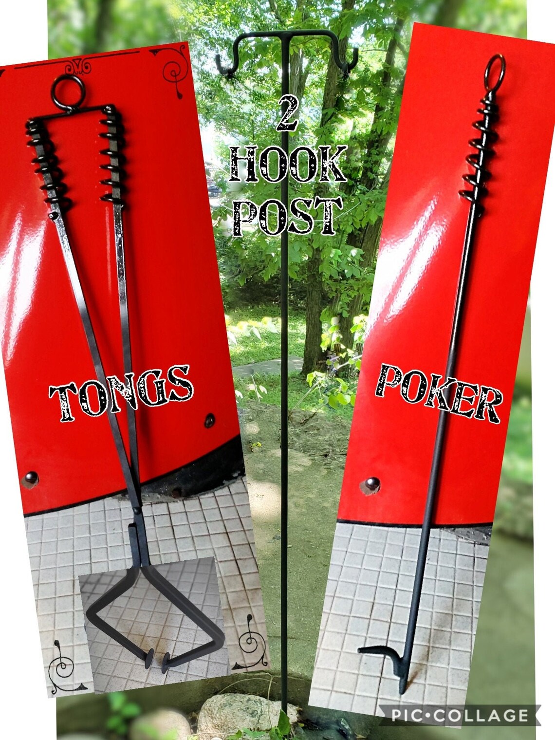 Outdoor Fire Pit Set27 or 36 Tongs Poker 2Hook Etsy