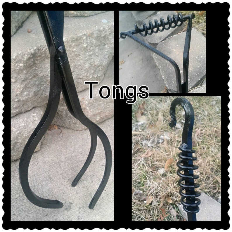 Heavy Duty Fire Poker and Tongs Set Blacksmith Made 47 Etsy
