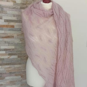 Lace Shawl, Hand knitted  silk/mohair  lace shawl, Traditional Estonian pattern, pastel lilac color shawl
