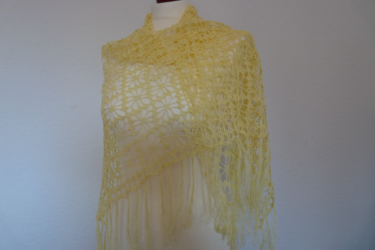 Linen Crochet Shawl- Denim