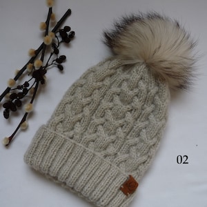 Wool Hat, Wool Beanie, Women Hat, Pom Pom Hat, Winter Hat, Ski Hat, Knitted Hat, Fashion Hat, Gift for Her