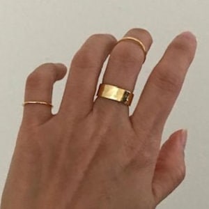 Hammered Gold Ring Set, Gold Rings, Stacking Rings, Dainty Rings, Thin Rings, Gold Band, 2 pc Set, Made in USA