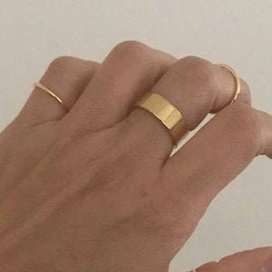 Gold Ring Set, Gold Rings, Stacking Rings, Dainty Rings, Thin Rings, Gold Band, Thumb Ring, 2 pc Set, Made in USA image 2