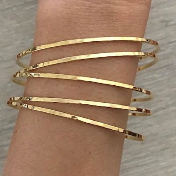 Gold Bangles, Thin Hammered Bangles, Gold Bangle Bracelets, Minimalist Bangle Bracelet, Bridesmaid Gift