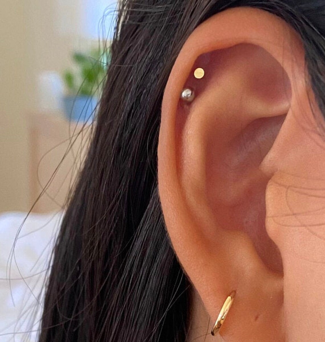 14k Gold Internally Threaded Stud Earring 2mm Round Disc Stud - Etsy