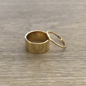Gold Stacking Ring Set, 10mm Wide Gold Ring, Everyday Rings, 2 piece Set, Made in USA