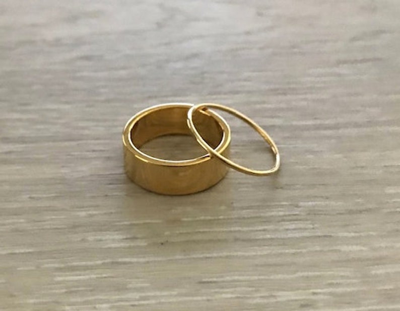 Gold Ring Set, Gold Rings, Stacking Rings, Dainty Rings, Thin Rings, Gold Band, Thumb Ring, 2 pc Set, Made in USA image 5