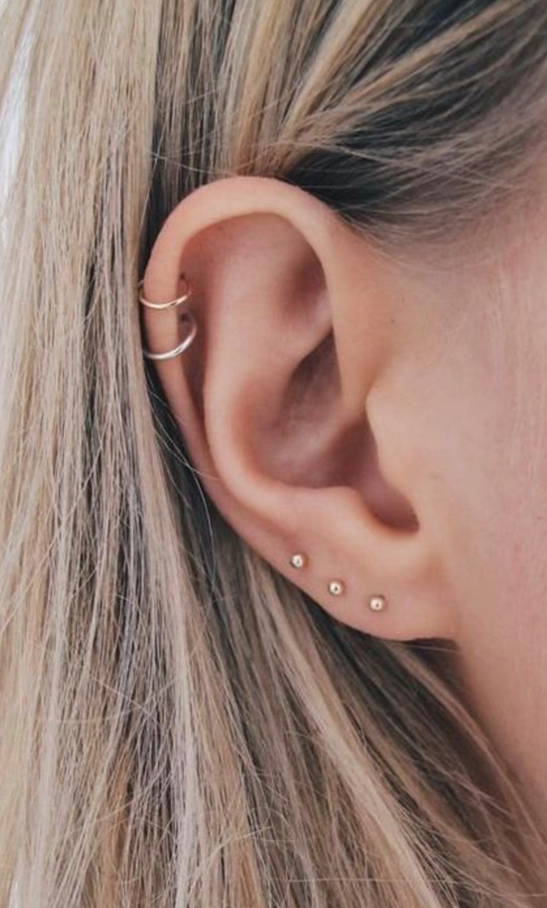 14k Gold Filled Studs Gold Filled Earring Set of 4 Simple Etsy