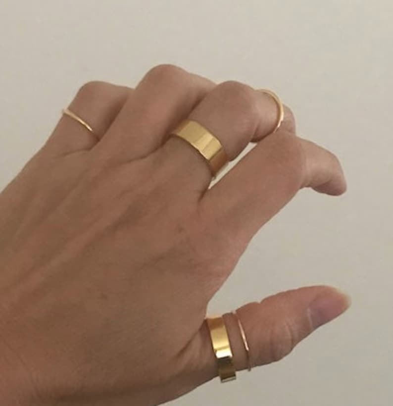 Gold Ring Set, Gold Rings, Stacking Rings, Dainty Rings, Thin Rings, Gold Band, Thumb Ring, 2 pc Set, Made in USA image 3