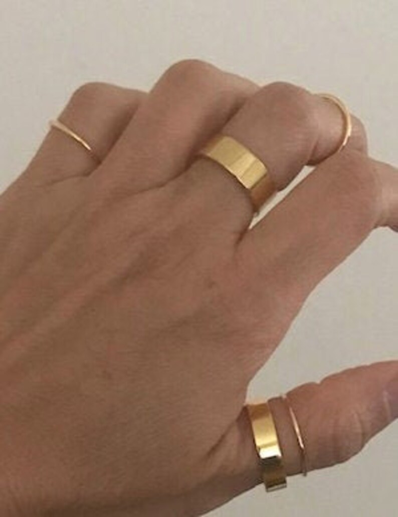 Gold Ring Set, Gold Rings, Stacking Rings, Dainty Rings, Thin Rings, Gold Band, Thumb Ring, 2 pc Set, Made in USA image 2