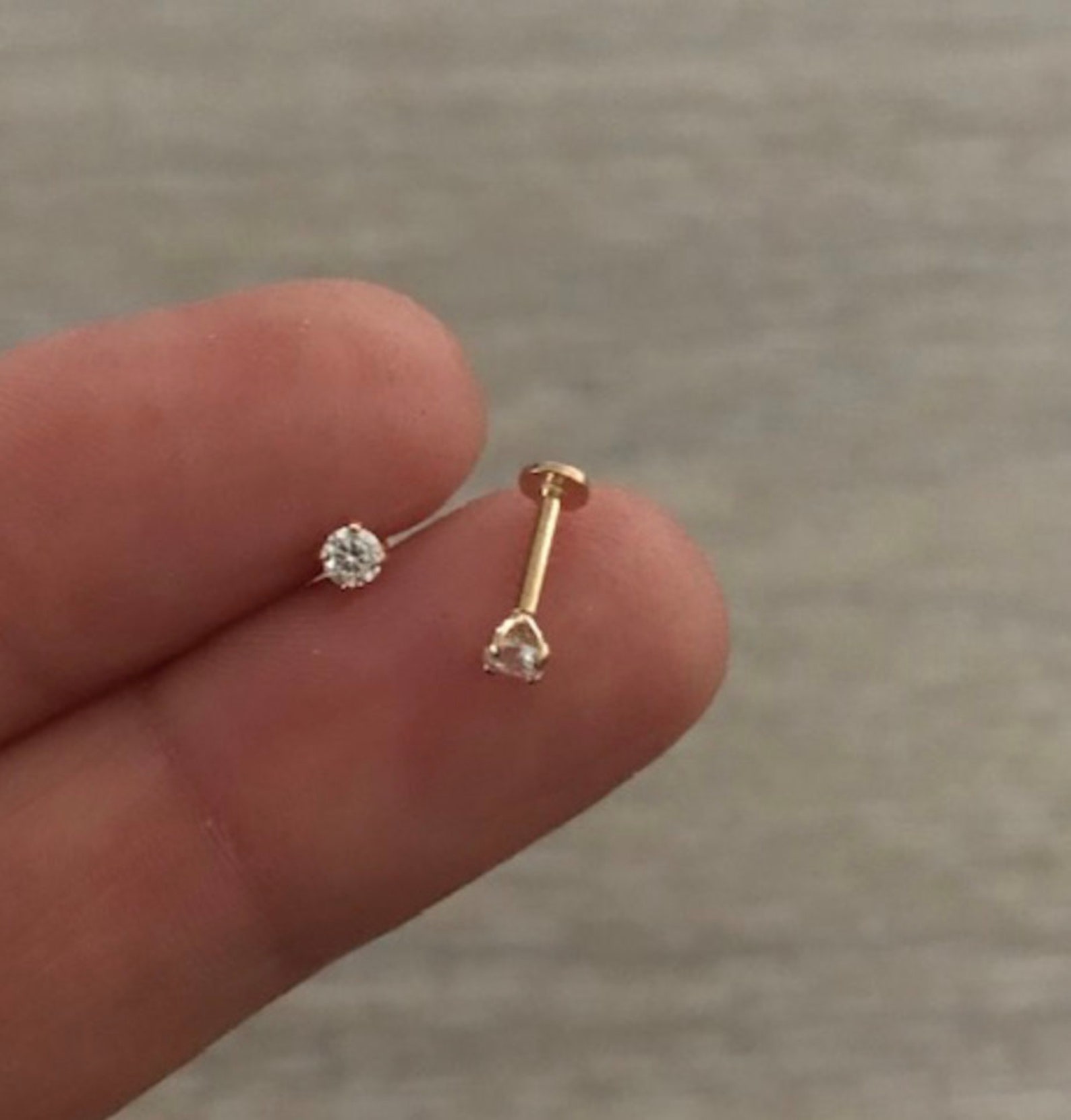 14k Gold Internally Threaded Stud Earring 2mm 2.5mm Tiny CZ Etsy