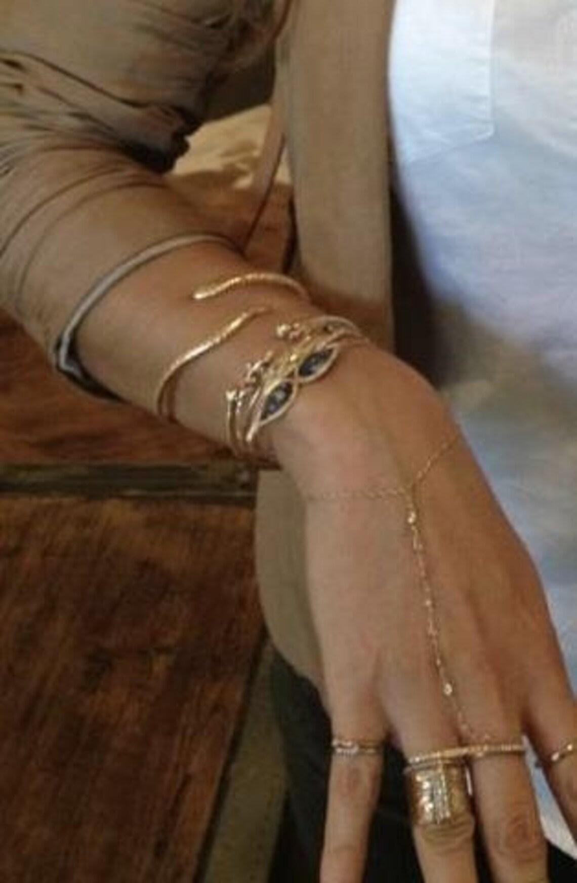 Sterling Silver Chain Linked Ring and Bracelet Hand Jewelry Etsy