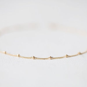 14k Gold Filled Satellite Chain Bracelet and Necklace, Minimalist Gold Bracelet, Thin Gold Bracelet, Gift for Her image 1