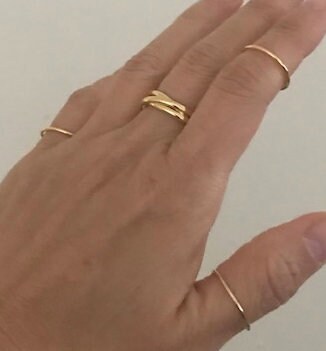 Gold Rolling Ring, Trinity Ring, Minimalist Thin Ring, Gold Stacking …