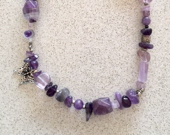 Sale AMETHYST FREEFLYING 43cm long crystal necklace