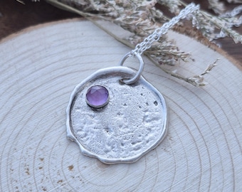 Sterling Silver Pendant Necklace with Amethyst, February Birthstone Jewelry Gift