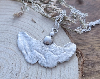 Ginkgo Blatt Halskette, Sterling Silber Anhänger für Natur-Liebhaber, Botanisches Schmuck Geschenk