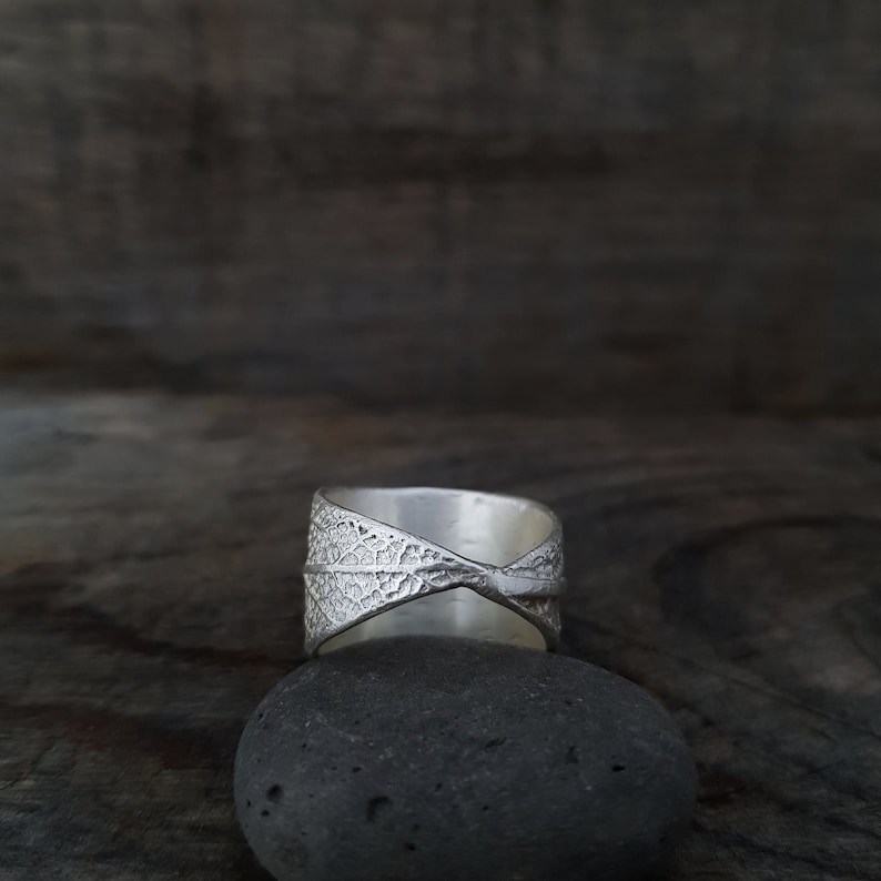 Garnet Ring Silver Wide Sterling Silver Ring Birthday Gift for Her Sage Leaf Ring Silver Ring with Stone Sterling Silver Ring for Women