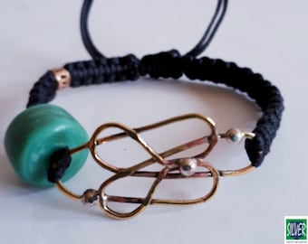 Glass Nepal Bead & Brass Bracelet.Handmade bracelet.Free shipping.