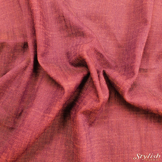 Burgundy Denim Dark Red Jean Fabric by the Yard Cone Mills White
