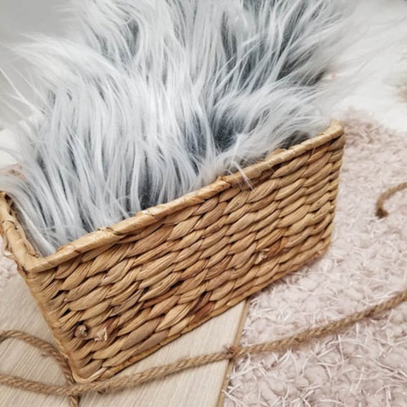 Silver Frost 3 long Pile Mongolian Faux Fur Fabric Newborn Nest,Photo  Props by the Yard