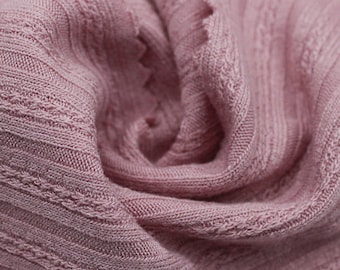Mauve Rayon Spandex Pointelle Rib Knit Fabric by the Yard- Style 773