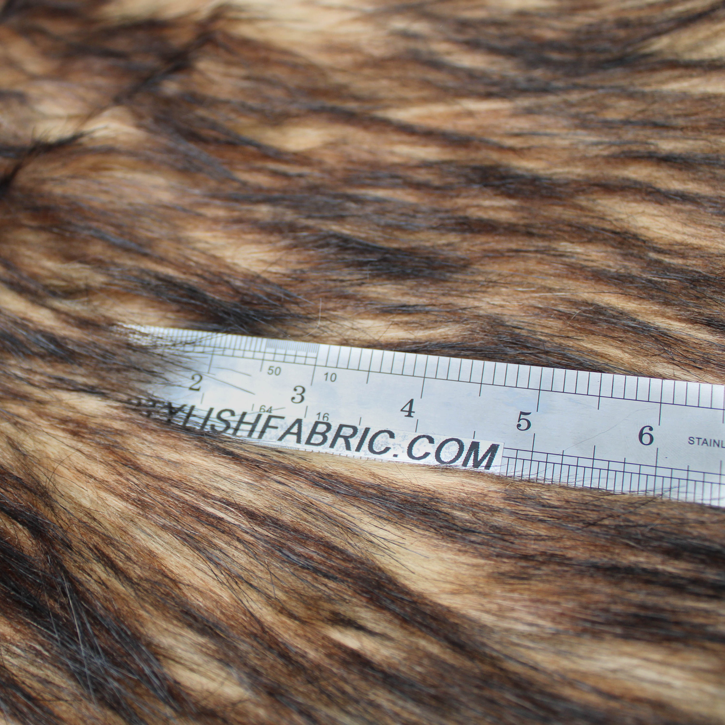 FAUX FAKE FUR SOLID MONGOLIAN LONG PILE FABRIC Brown - BY YARD OLD LOT