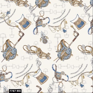 Conversational Ancient Soldier Gear 100% Cotton Quilting Fabric by the Yard - (Ivory, Taupe, Blue and Grey) Style CQ-7