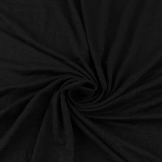 FREE SHIPPING Black Rayon Jersey Stretch Knit Fabric Medium Weight 10 YARDS Style 409
