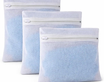 Set of 3 Mesh Laundry Wash Bag w/ Zipper, 10x11 Inch, Durable Breathable Bag for Delicates, Lingerie, Socks, Reusable Protective Laundry Net