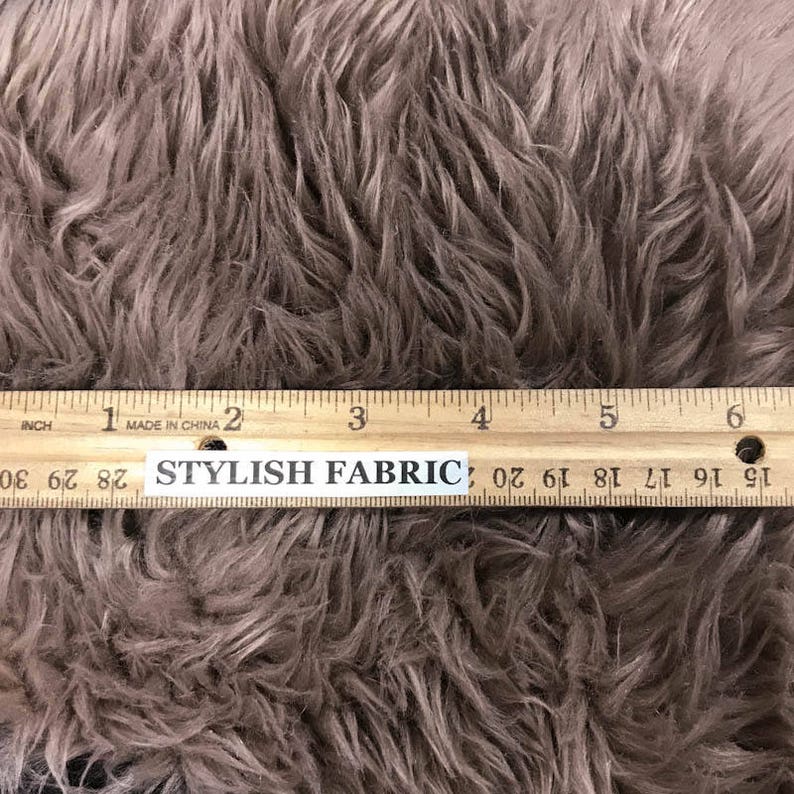 Khaki Pile Luxury Shag Faux Fur Fabric by the Yard for | Etsy