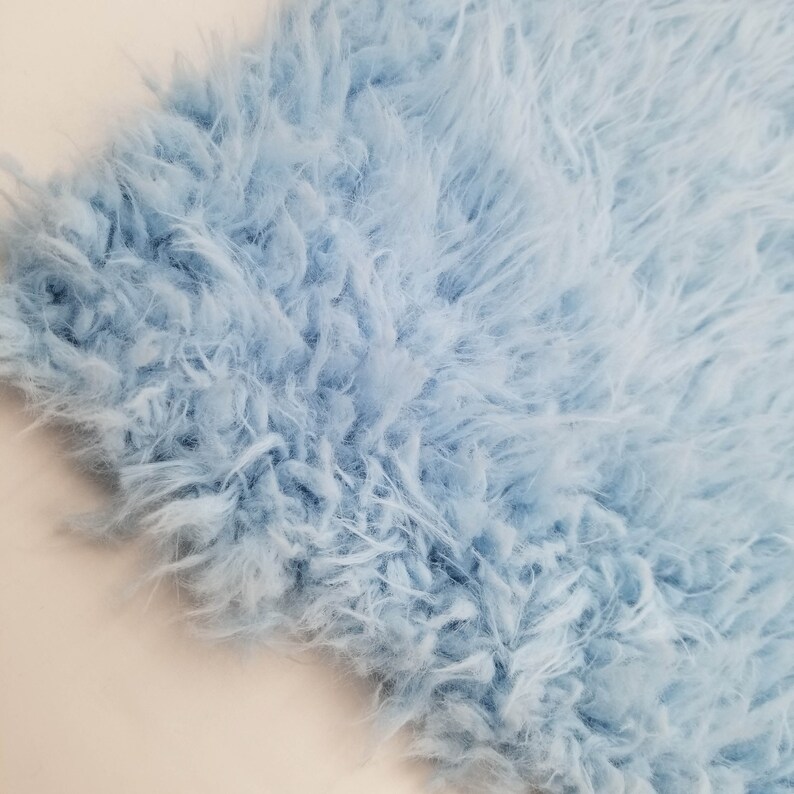Baby Blue Flokati Curly Faux Fur Cuddly Fabric by the Yard Etsy