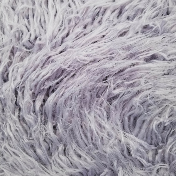 Dusty Lilac Mongolian Sheep Wool 2-3 Inches Long Pile Faux Fur Fabric by the Yard  Style - 6756