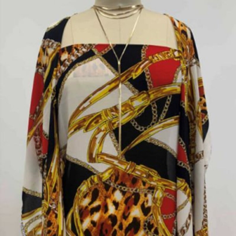 Style P-1128-504 Black Red Built with Chain and Animal Pattern Printed on Wool Dobby fabric by the Yard