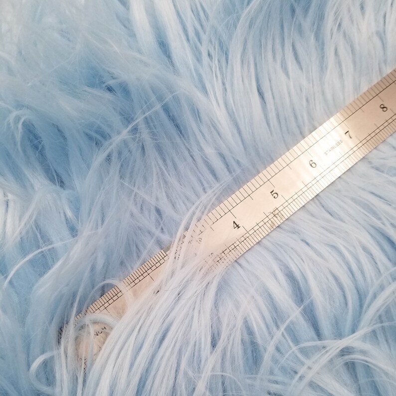 Baby Blue Faux Fur Fabric Long Pile Mongolian Style 5000 Etsy