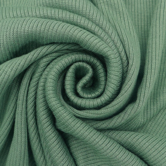 Green Dusty 2x1 Rib Knit Stretch Fabric by the Yard Style | Etsy