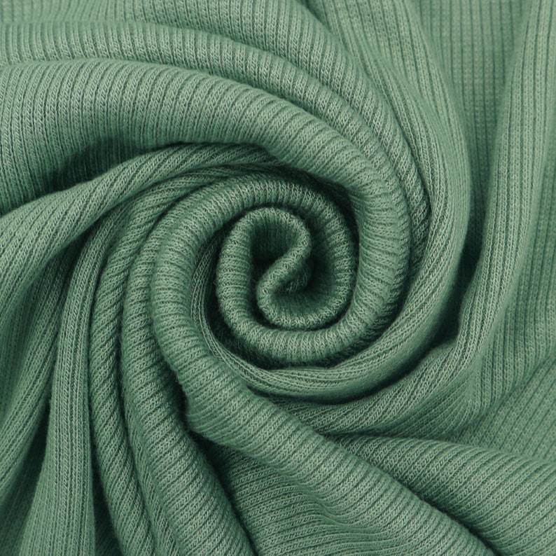 Green Dusty 2x1 Rib Knit Stretch Fabric by the Yard Style - Etsy