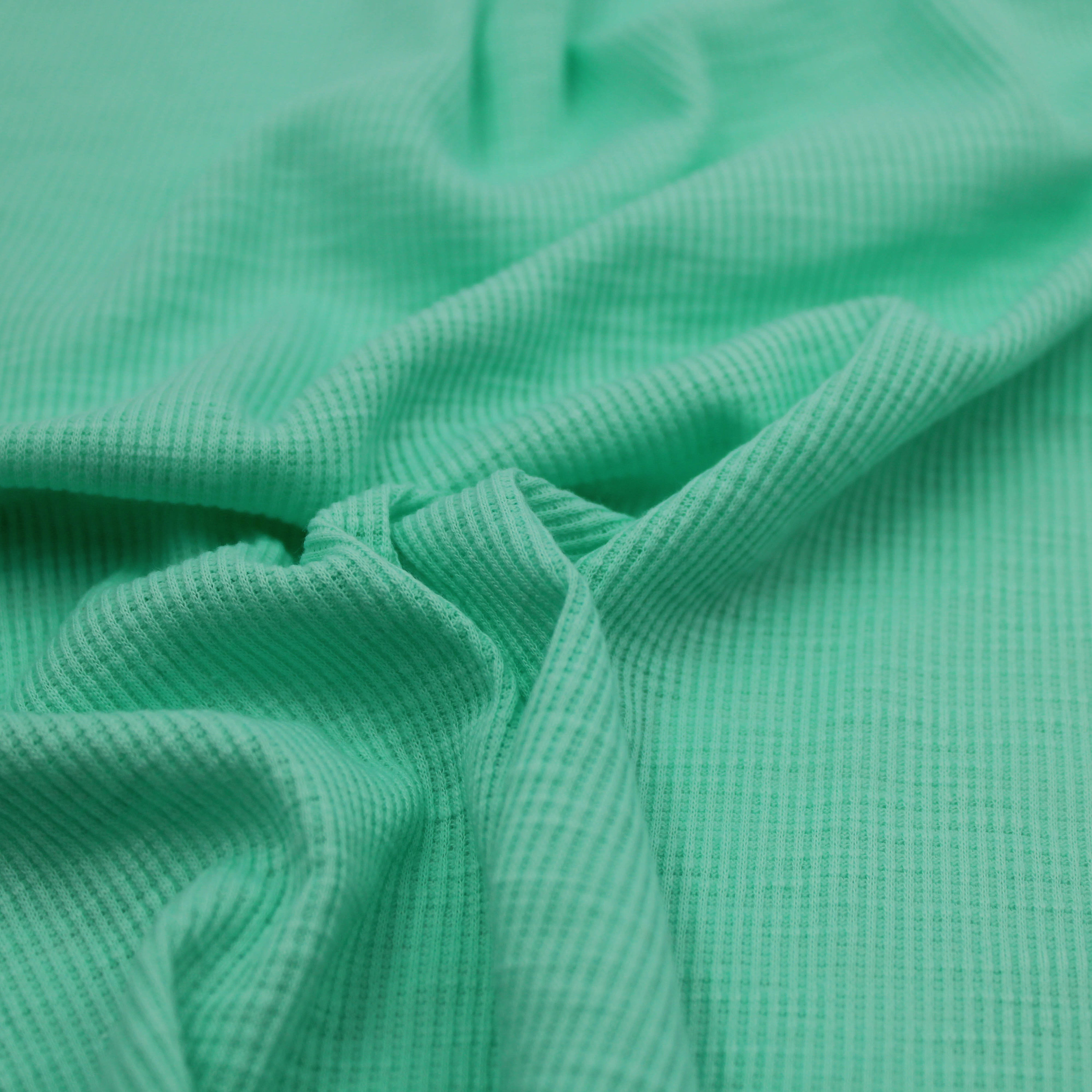Green Mint Polyester Cotton Spandex 2x1 Rib Knit Fabric by the